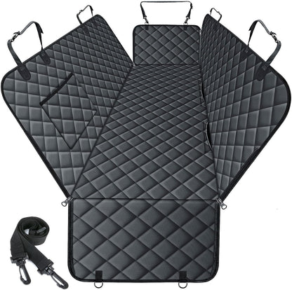 Waterproof Dog Car Seat Cover – Heavy-Duty, Nonslip Pet Hammock with Side Flaps & Storage Pockets, Scratchproof Protector for Cars, SUVs & Trucks (Black, Size S)