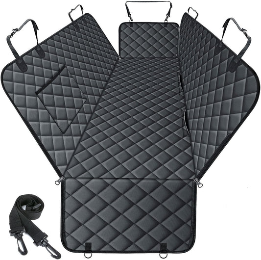 Waterproof Dog Car Seat Cover – Heavy-Duty, Nonslip Pet Hammock with Side Flaps & Storage Pockets, Scratchproof Protector for Cars, SUVs & Trucks (Black, Size S)