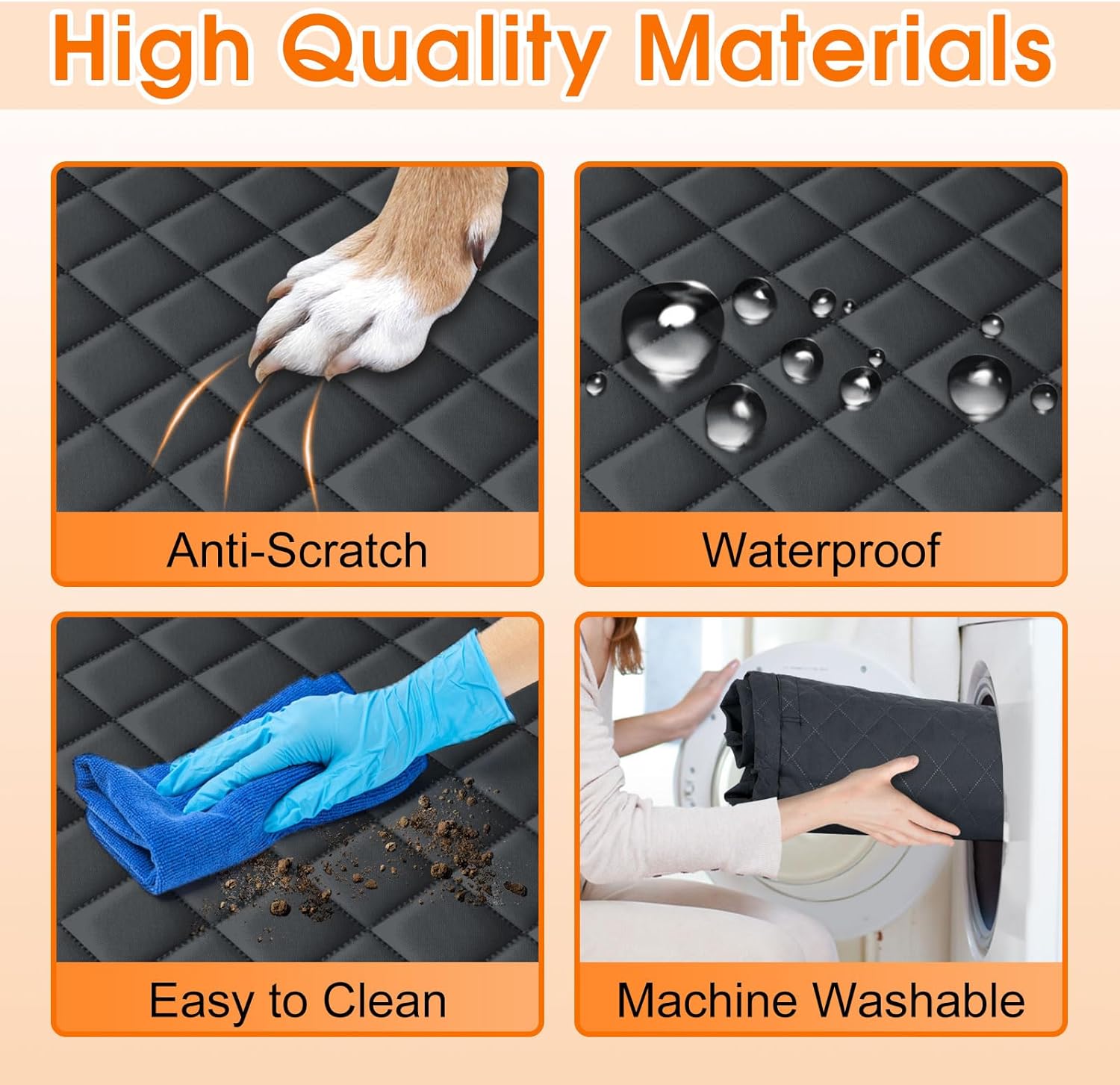 Waterproof Dog Car Seat Cover – Heavy-Duty, Nonslip Pet Hammock with Side Flaps & Storage Pockets, Scratchproof Protector for Cars, SUVs & Trucks (Black, Size S)