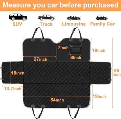 Premium Heavy Duty Waterproof Dog Car Seat Cover - Scratch-Resistant Hammock for Sedans, Trucks & SUVs - 2025 Upgraded Safety for Pets in Classic Black