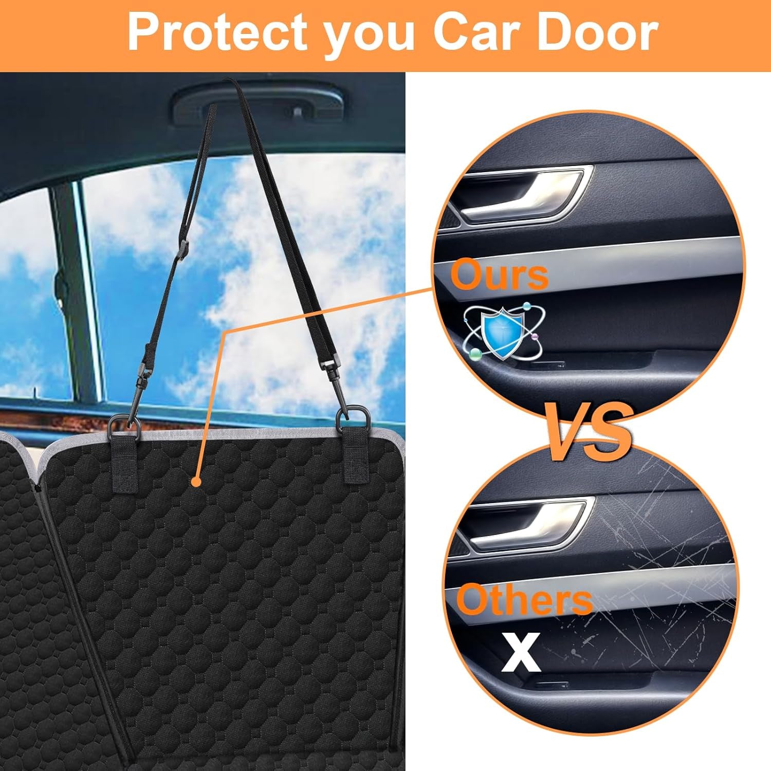 Premium Heavy Duty Waterproof Dog Car Seat Cover - Scratch-Resistant Hammock for Sedans, Trucks & SUVs - 2025 Upgraded Safety for Pets in Classic Black